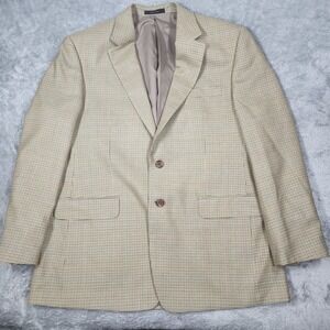 Lauren Ralph Lauren Blazer Mens 42R Beige Check Wool Silk Sport Coat Classic‎